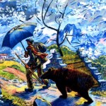 Le retour du montreur d'ours , huile sur toile, rené Gaston-lagorre