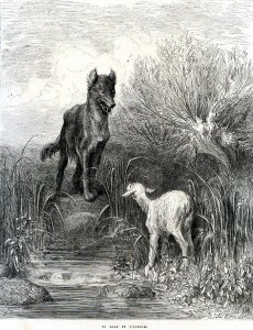 Lou Loup e l'Agnet. Gustave Doré. XIXe s.