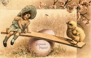 Joyeuses Pâques. Carte postale 1900